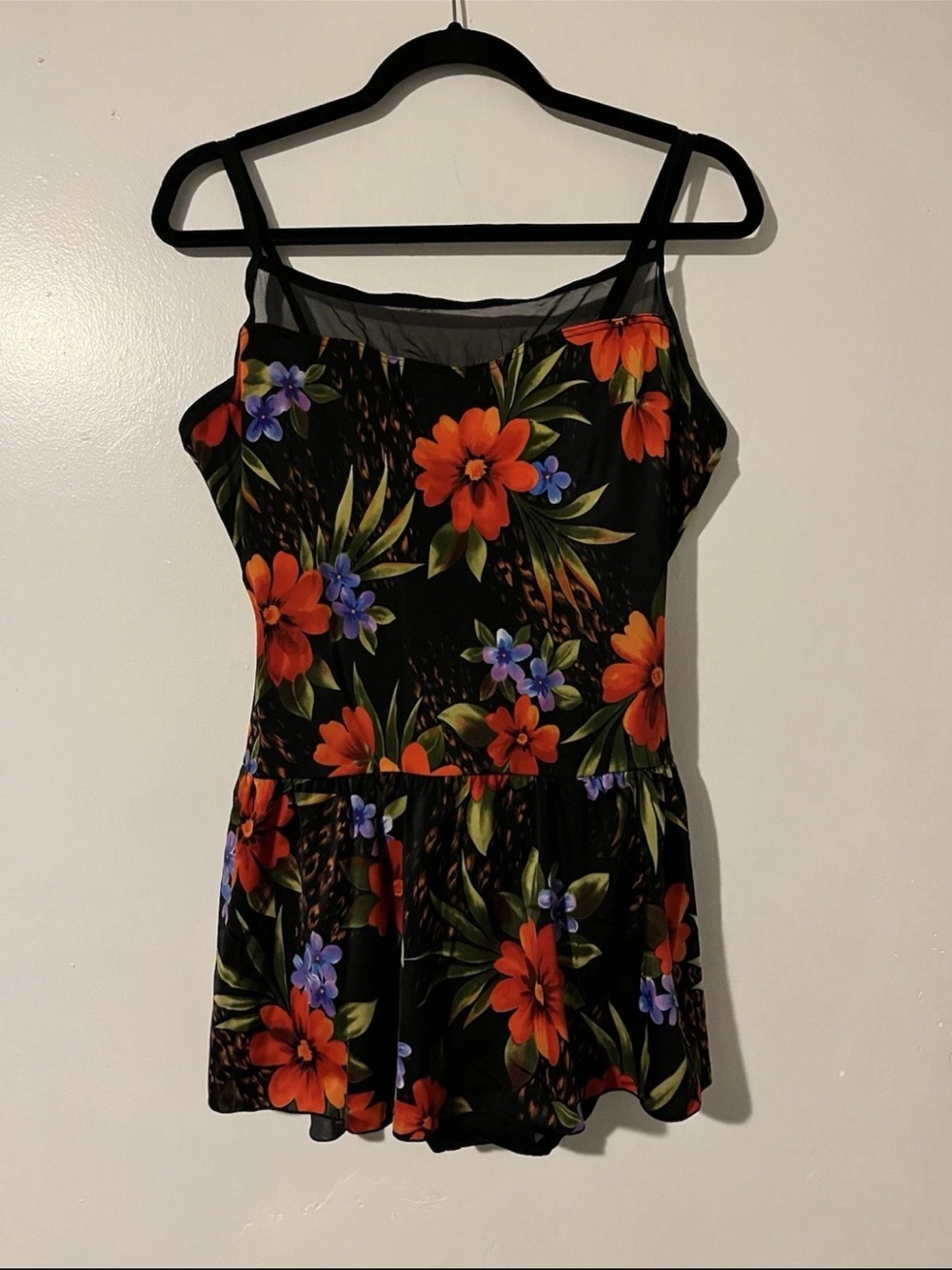 kathy ireland Black Floral Swim Dress